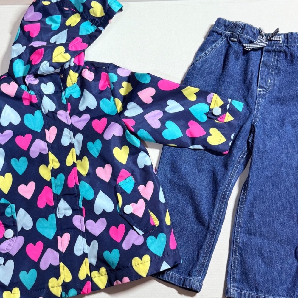 Carters Toddler Rain Jacket & Cherokee Denim Jeans Girls Size 24M Outfit Set - Picture 10 of 10